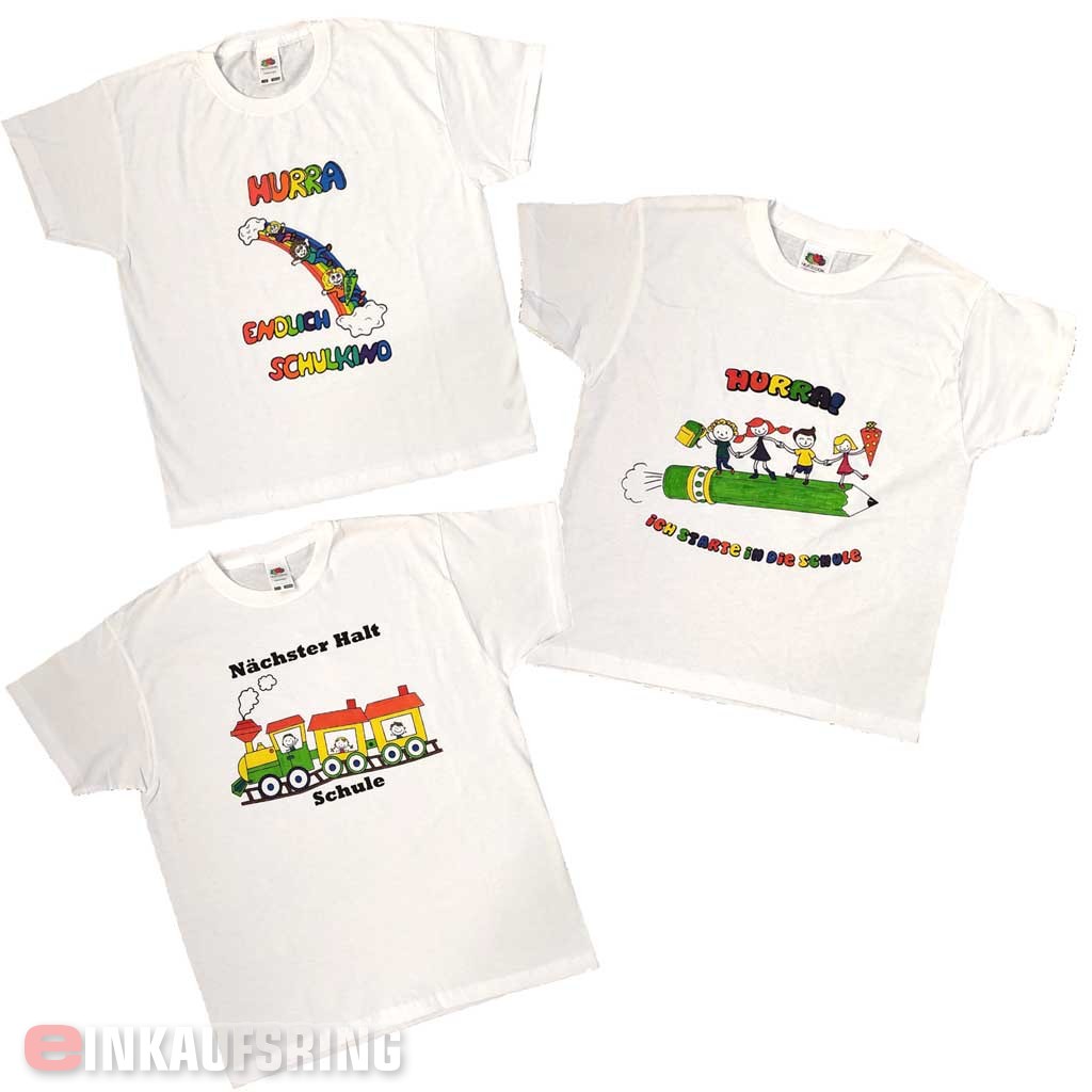 T-Shirt, weiß, Größe: 128 mit Druck Rakete Fruit of the Loom Kids