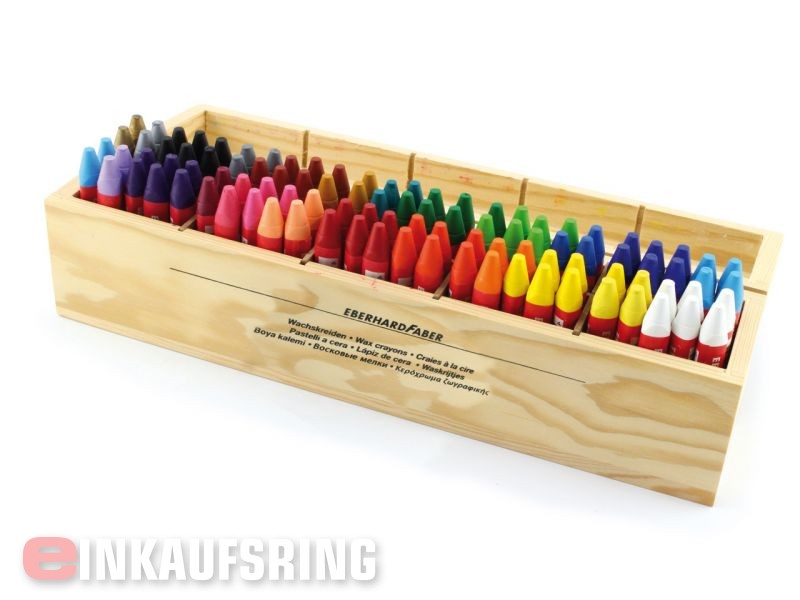 100 Wachsmalkreiden dreiflächig Holzaufsteller mit 24 Farben von Eberhard Faber