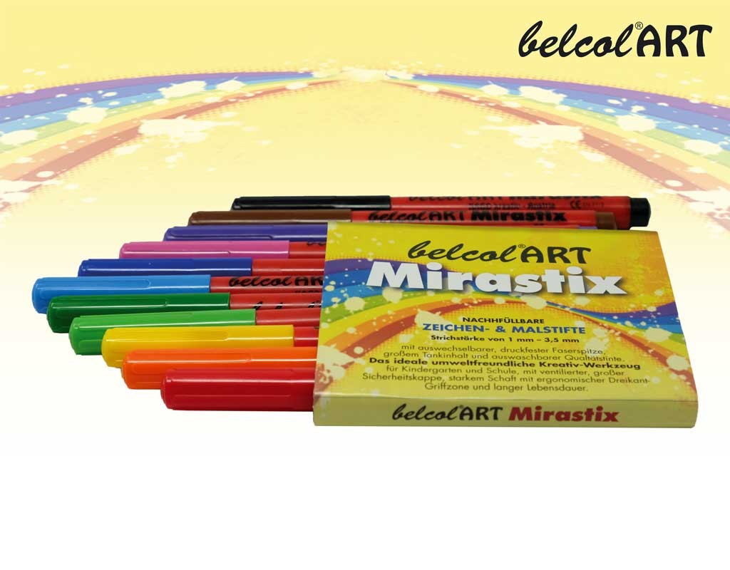 belcolART Mirastix Fasermaler 12 Stück farblich sortiert im Etui