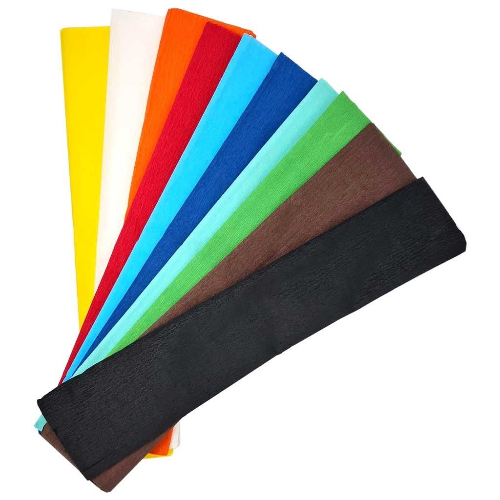Krepp-Papier-Mischpackung (10 Rollen) 50cm breit, 250cm lang, wasserfest