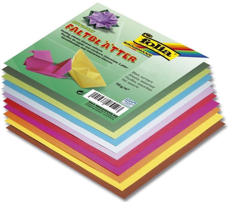 Faltblätter 70g/m², 12x12cm 500 Blatt, farbig sortiert