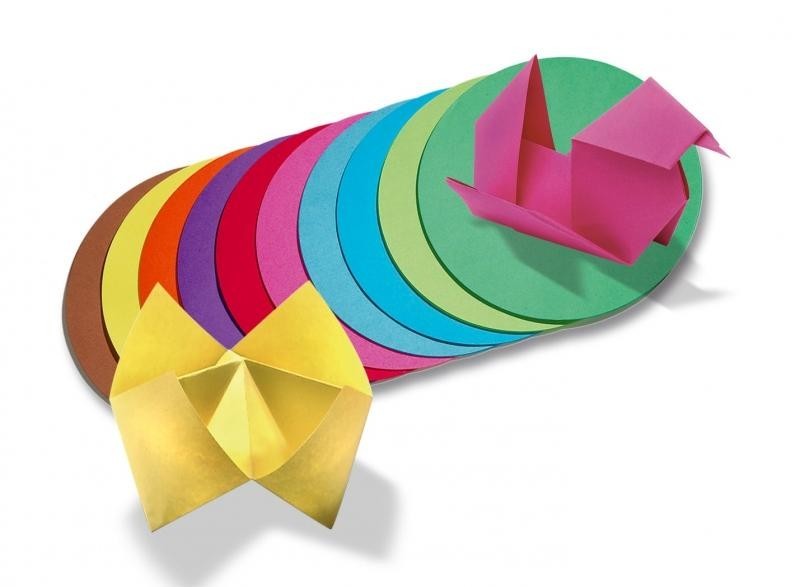 Faltblätter 70g/m², 12cm rund 500 Blatt, farbig sortiert