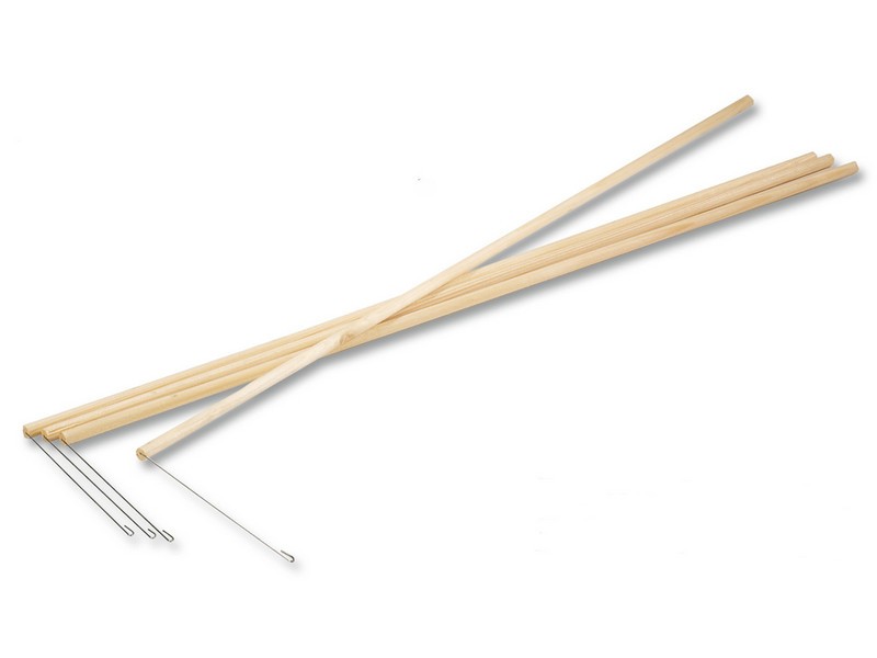 Laternenholzstäbe mit Drahtbügel 600mm lang, 8mm Durchmesser, 50 Stück