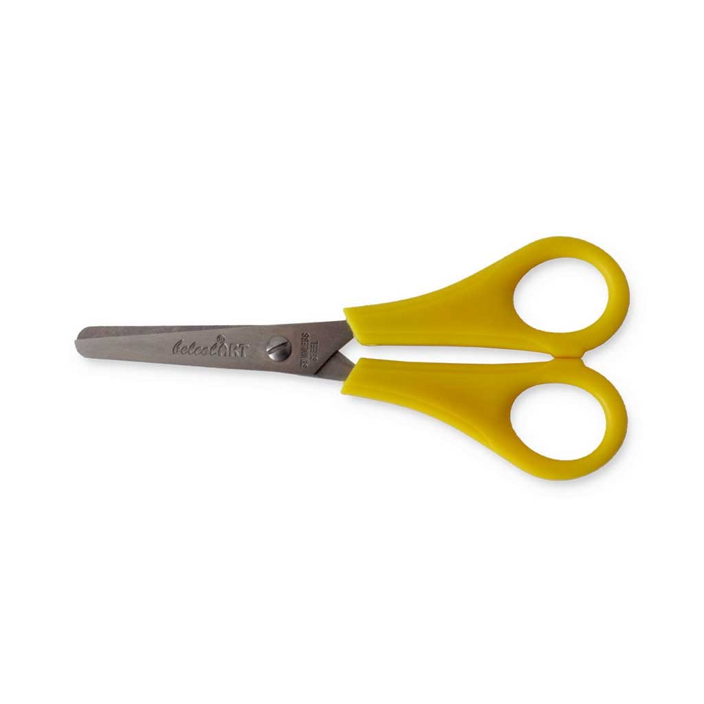 Kinderbastelschere 13,5 cm runde Spitze mit cm Skala und beidseitigem Schliff