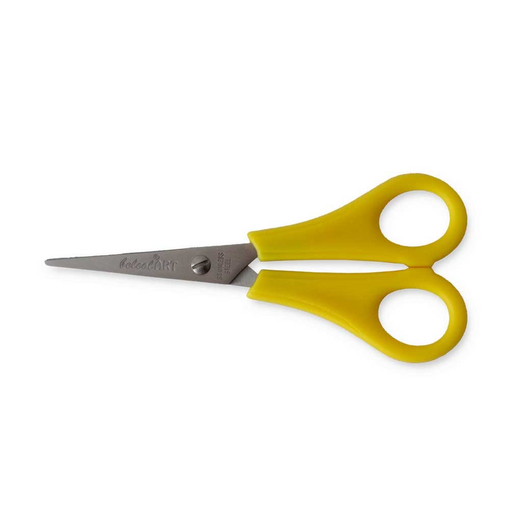 Kinderbastelschere 13,5cm mit abgerundeter Spitze mit cm Skala und beidseitigem Schliff