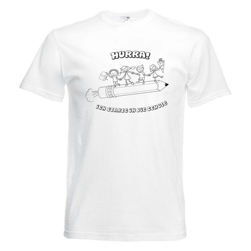 T-Shirt, weiß, Größe: 140 mit Druck Rakete